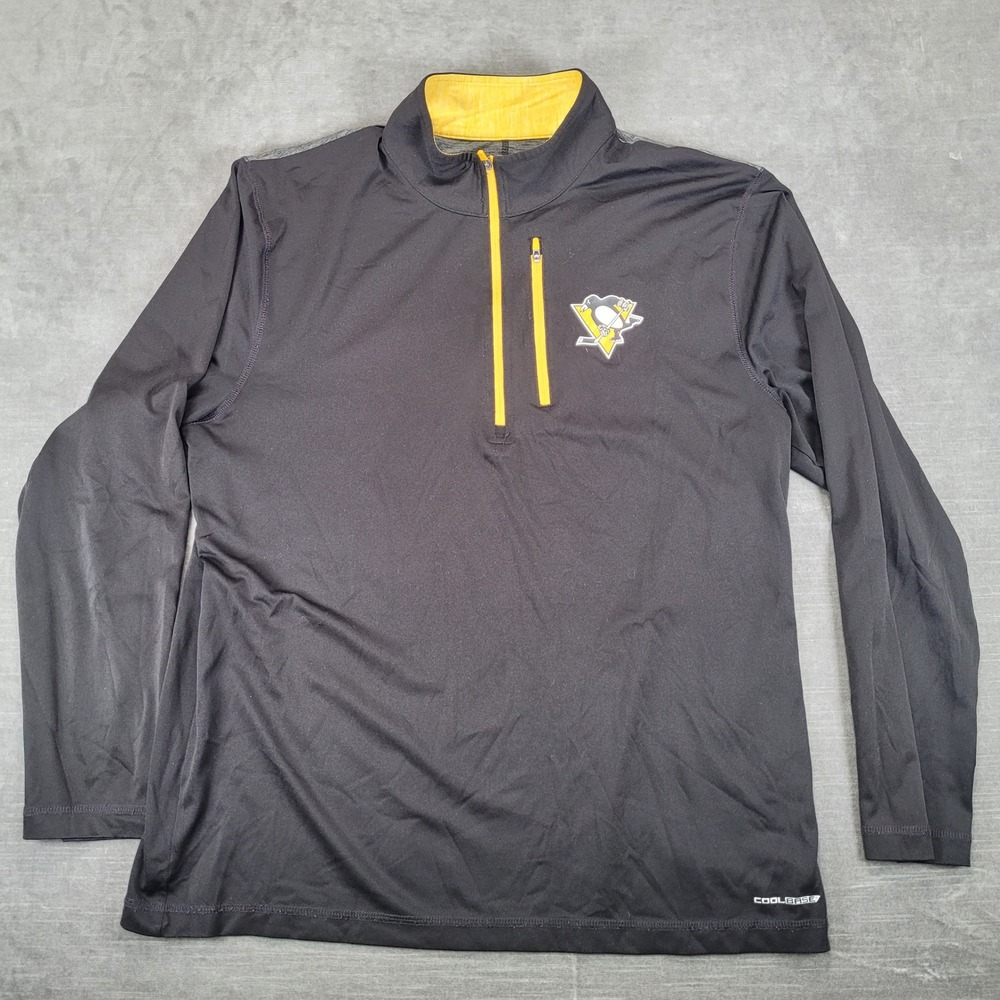 Majestic NHL Pittsburgh Penguins Cool Base 1/4 Zip Pullover Mens Large Black